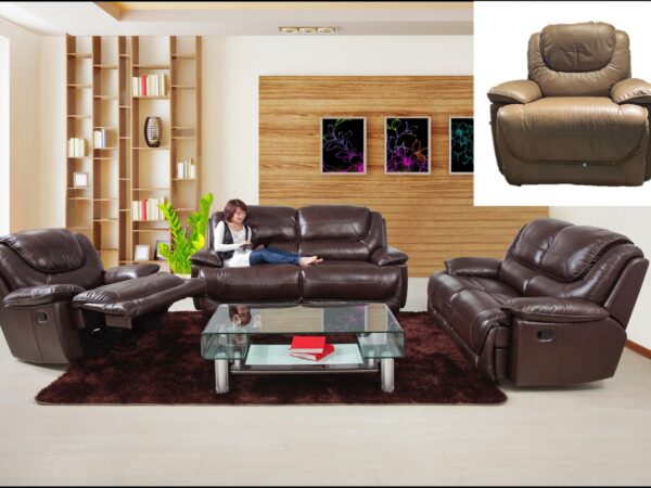 "Dark brown genuine leather match sofa and loveseat set. Timeless and sophisticated, these pieces blend genuine leather and quality materials for a luxurious and inviting living room ensemble. ALSO AVAILABLE IN LIGHT BROWN"