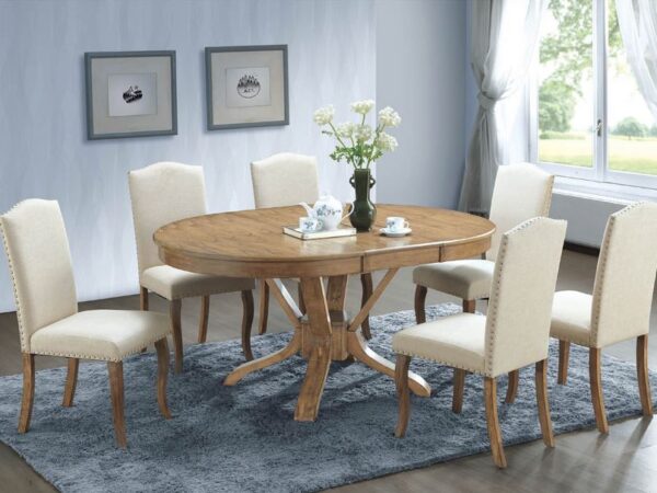 "Timeless oval oak dining table, exuding classic elegance with its warm oak color. A sophisticated addition to any dining space, showcasing enduring style and refined craftsmanship."